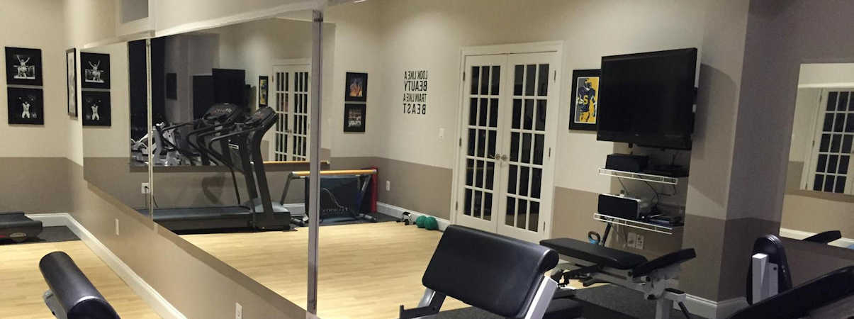 Glassless Mylar Mirrors in Home Gym